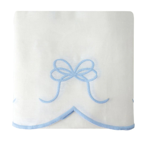 Bow Scalloped Crib Skirt in Soft Blue | Caitlin Wilson