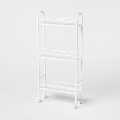 3 Shelf Narrow Metal Storage Cart White - Brightroom™