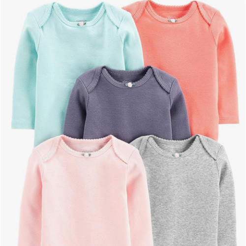 Simple Joys by Carter's Baby Girls' Long-Sleeve Bodysuit, Pack of 5