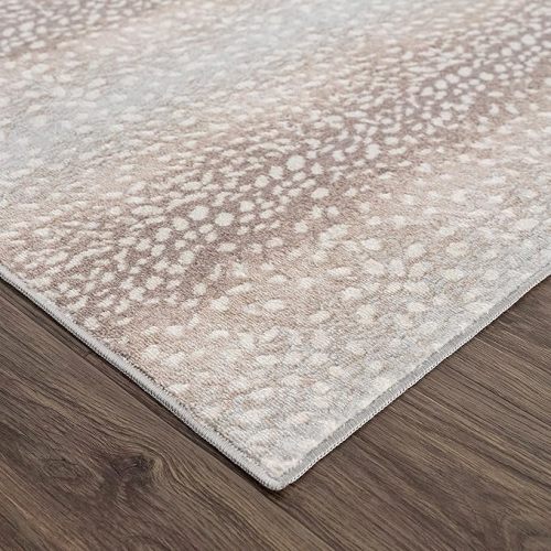 Hauteloom Pembroke Modern Animal Print Area Rug for Living Room, Bedroom - Bohemain Leopard Print Carpet - Contemporary Antelope Print Rug - Gray, Brown, Beige - 6'7" x 9' (6x9)