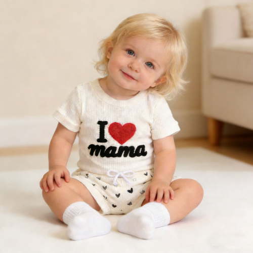 Girls Outfits Mommy and Me Matching Short Sleeve Romper with Shorts Set Girls' Clothing Sets White 0-3M