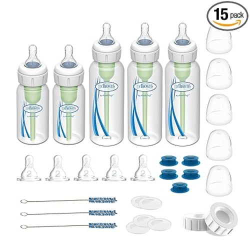 Dr. Brown's Specialty Feeding System Starter Kit, Narrow Baby Bottles, Infant-Paced Feeding Valve, Oral Feeding Solution for Infants with Cleft Lip, Tongue Tie, Lip Tie, 0m+