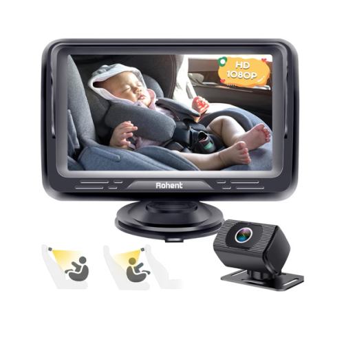 Baby Car Camera HD 1080P - Rear-Facing Infant Monitor with Night Vision, Car Camera for Baby Car Mirror & Monitor, 150° Wide-Angle Lens, Anti-Glare Screen, Easy Install, 360° Adjustable Display
