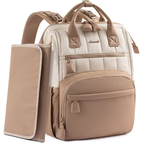 LOVEVOOK Puffer Diaper Backpack, Lightweight Baby Bag with Changing Pad, Diaper Bag for Mom Dad with Stroller Buckles