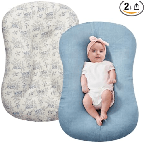 FUNUPUP Muslin Baby Lounger Cover Only, Blue and Blueberries