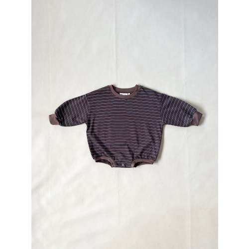 Hennie Cotton Stripe Bodysuit - Mocha Stripe sz 0-3 or 3-6