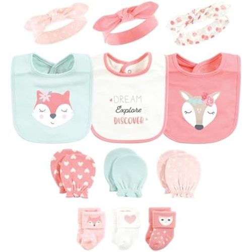Hudson Baby Unisex Baby Caps Or Headbands, Bibs, Mittens and Socks 12pc Set
