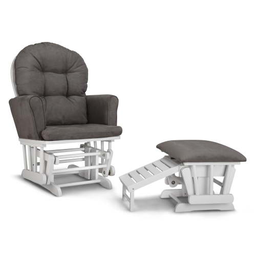 Graco Parker Infant Nursery Wood Glider and Ottoman White with Gray