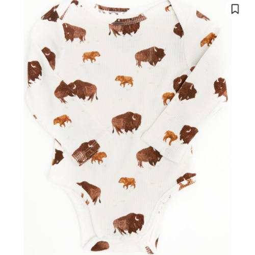 Angel Dear Infant Boys' Bison Print Long Sleeve Snap Onesie