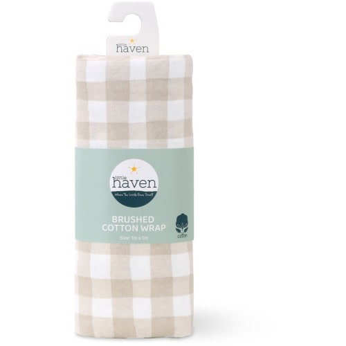 Little Haven Brushed Cotton Wrap - Natural Check