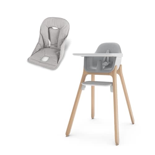 UPPAbaby Ciro High Chair + Cushion Accessory Bundle, Sleek, Easy-to-Clean Design, Perfect-Fit Tray to Bring Baby to Table, Plush Cushion for Added Comfort, Machine Washable Fabric – Chloe (Grey)