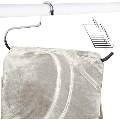 Blanket Hangers (12 Pack) - Stainless Steel Quilt Hangers with Vinyl Non-Slip Coating - Holds Up to 40 Lbs - Heavy Duty for Closet Storage, Comforters, Bedding, Towels, Rugs - Stock Your Home