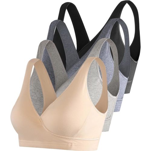 SUIEK Sleep Maternity Nursing Bras Breastfeeding Bralette Cotton Pregnancy Lounge Bra (Medium)