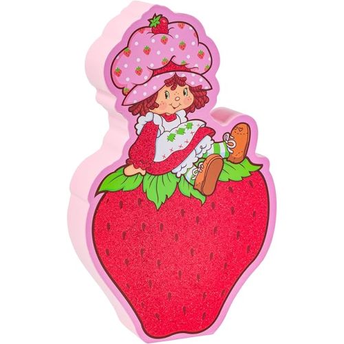 Silver Buffalo Strawberry Shortcake Berry Sit Pose Glitter Large Die Cut MDF Box Wall Sign
