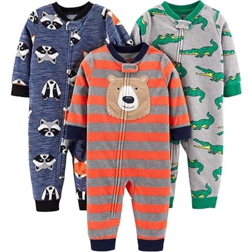 Simple Joys by Carter's baby-girls 3-pack Loose Fit Flame Resistant Fleece Footless Pajamas
