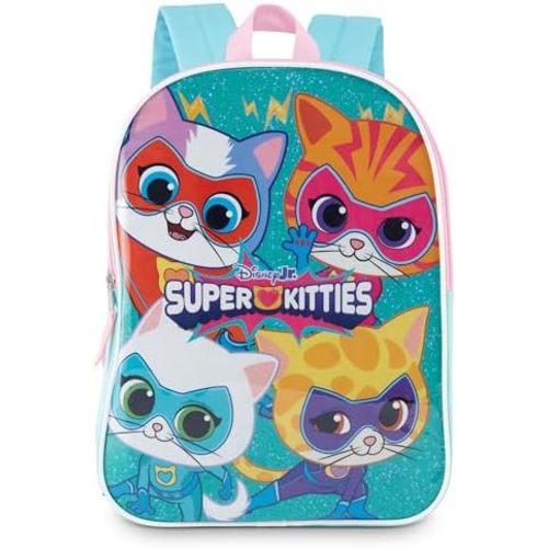 Disney Super Kitties Backpack for Kids - Cute & Durable Kids Backpack for Girls with Padded Straps & Zip Compartment - Ideal Toddler Bookbag for School & Travel - 15”