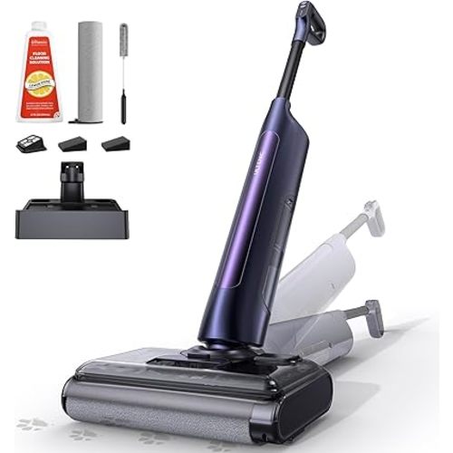 Ultenic Wet Dry Vacuum Cleaner, Vacuum Mop All in One for Wet & Dry Messes, 180° Lay-Flat & Edge Cleaning, 60Mins Long Runtime & Anti-Tangle Roller for Hard Floor Cleaning, AC1 TriFlex