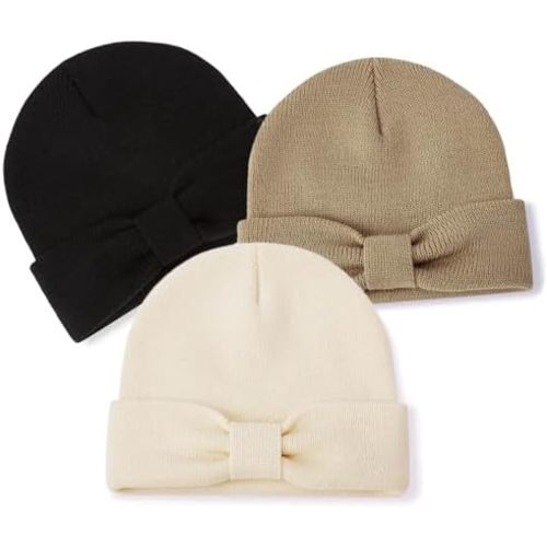 DANMY Baby Beanie Bow Hats Infant Toddler Winter Soft Knit Hat,Kids Warm Beanie for Boys Girls Children Caps