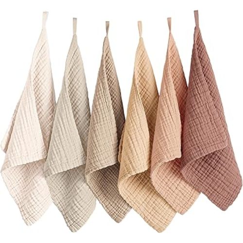 Konssy 6 Pack Face Cloths, Soft Wash Cloth for Washing Face, Cotton Face Towels for Sensitive Skin Women Facial Makeup Remover Reusable Absorbent Washcloths (11 x 11 Inch)