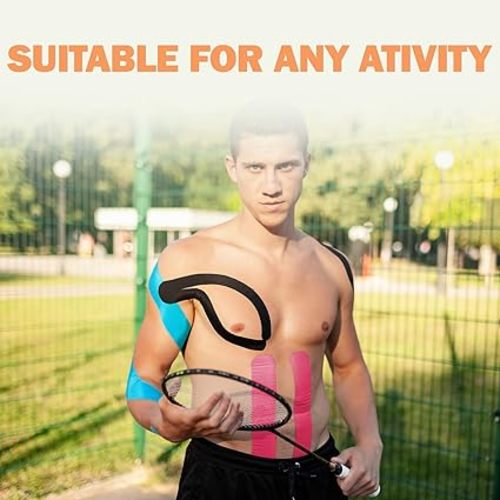 OK TAPE Regular Original Cotton Kinesiology Tape (2 Pack), Elastic Water Resistant Therapeutic Athletic Tape, Latex Free, Injury Recovery, Uncut K Tape 2in×16.4ft - Pink