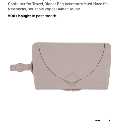 Ubbi On-the-Go Baby Wipes Dispenser, Portable Wipes Container for Travel, Diaper Bag Accessory Must Have for Newborns, Reusable Wipes Holder, Taupe