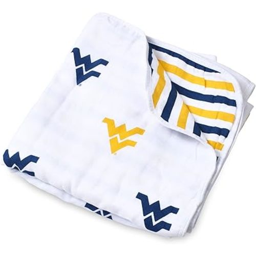 Three Little Anchors West Virginia University Toddler Four Layer Muslin Blanket 47x47in