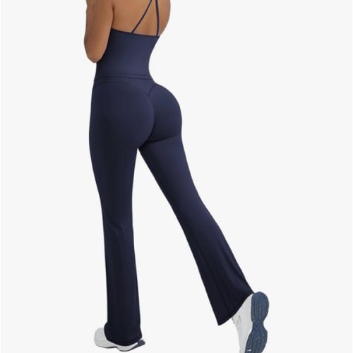 OMKAGI 2 Piece Workout Sets for Women Padded Tank Tops Flare Leggings Pilates Outfits