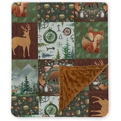 Woodland Animals Baby Blankets, Minky Blanket for Boys Girls with Double Layer Dotted Backing for Infant Toddler, 30x40 inches Soft Warm Nursery Bed Blanket Crib, Unique