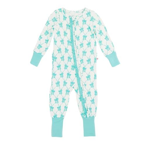 RuffleButts SoftSnooze™ Viscose from Bamboo Baby Girls Ruffle One Piece Convertible Pajamas