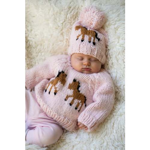 Pony Handknit Beanie (Pink)