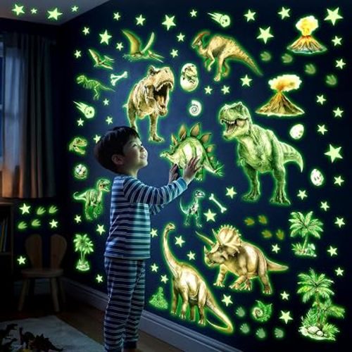 DECOWALL Glow in the Dark Dinosaur Wall Decals Stickers T Rex (GDS4-7004)