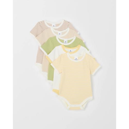 Target Baby Organic Cotton 5 Pack Ringer Rib Bodysuits - Kmart