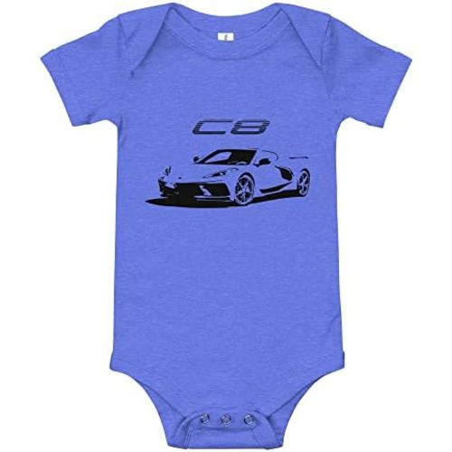 2021 2022 Sports Car C8 Baby Onesie Short Sleeve one Piece
