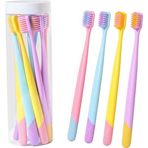 VIWIK Toothbrushes 10-Pack, Extra Soft Bristles for Adults, Kids & Girls with Storage Tubes, Cute Assorted Multicolor - Family Pack for Sensitive Teeth