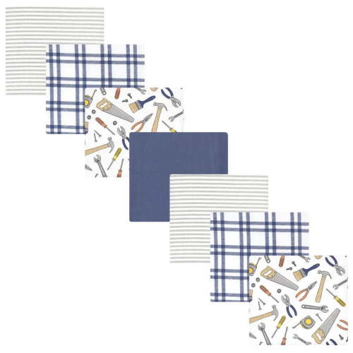Hudson Baby Infant Boy Cotton Flannel Receiving Blankets Bundle, Construction Work, One Size