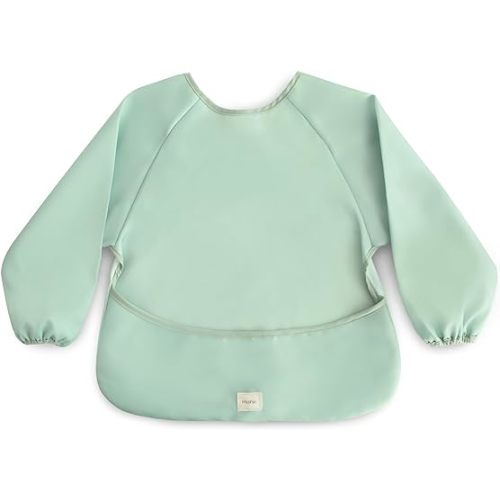 mushie Long Sleeve Baby Bib | Mess Free & Waterproof Fabric for Toddlers | Adjustable Fit for Ages 6-24 Months