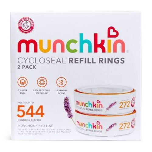 Munchkin CycloSeal Refill Rings for Step Pro and Touch Free Pro Diaper Pail Liners - 2pk