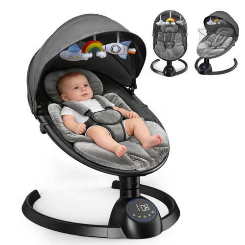 Sejoy Electric Baby Swing for Infants,Rocker with Remote Control, 5 Sway Speeds, Bluetooth Music,Black