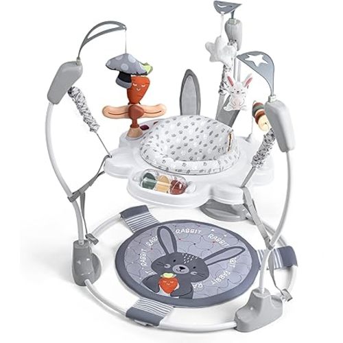 Baby Activity Center, Baby Jumper Activity Center with Music, Interactive Toys, 360° Rotating Seat, 3 Adjustable Heights, Infant Activity Jumper for 6+ Months (Rabbit)