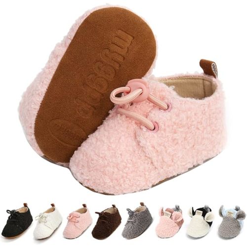 Ohwawadi Infant Baby Boys Girls Slippers Cozy Fleece Booties Soft Bottom Warm Cartoon Socks Newborn Crib Shoes