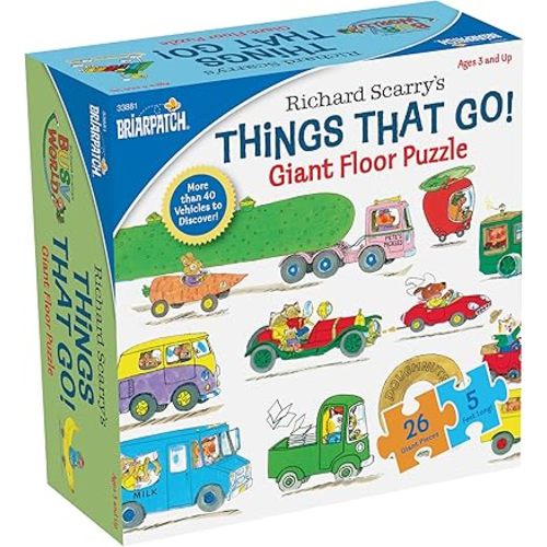 Richard Scarry Things That Go Seek and Find Giant Floor Puzzle, Learn by Finding Hidden Items from Four Classic Scenes from Richard Scarry’s bestselling Busytown Books, for Ages 3+