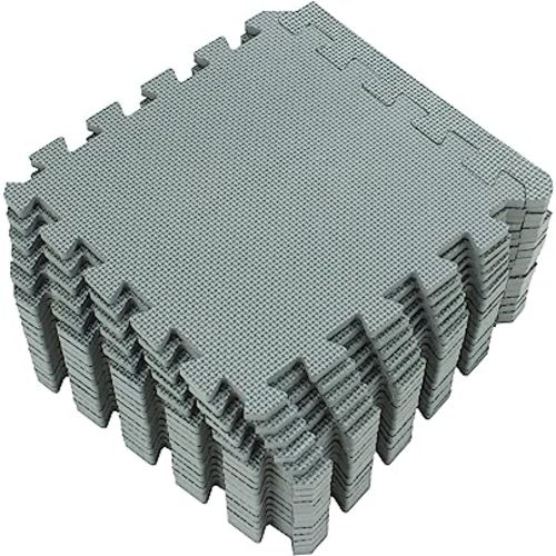 Yostrong® 18 Tiles Interlocking Puzzle Foam Baby Play Mat with Straight Edges for Playing - EVA Babies Crawling Mat | Rubber Floor Work Out Mats for Home Gym. Gray. YOC-Lb18S18