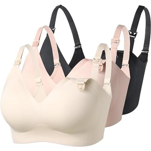 Momcozy Nursing Bras for Breastfeeding, YN21 Seamless Ultra Comfort Maternity Bra, Natural Shape, Pregnancy Sleep Bralette