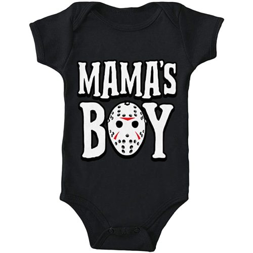 Mama's Boy - Jason Hockey Mask Halloween Bodysuit - Black - 6 Months