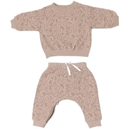 GUNAMUNA Unisex Baby Fleece Sweatsuit, Easy Diaper Changes, Toddler Baby Joggers, Adjustable Waist, Daytime Set