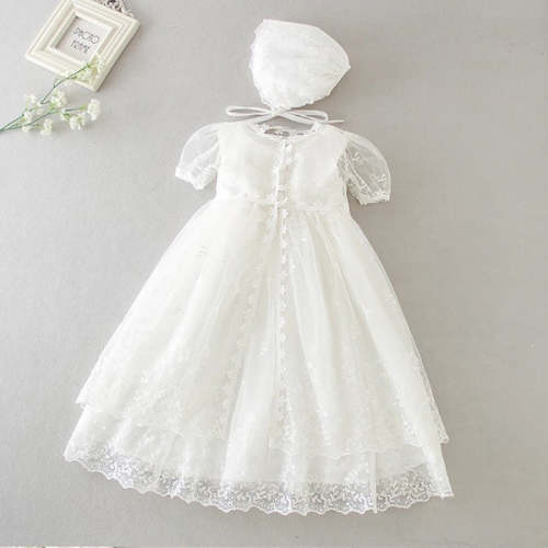 Angelic Christening/Baptism Gown With Removable Lace Overlay & Bonnet