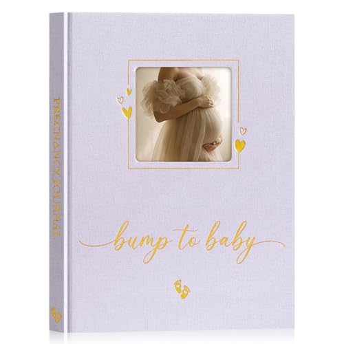 Lanpn My Pregnancy Journal Memory Book for First Time Mom, 156 Page Pregnant Announcement Must Have Planner, Pregnancy Tracking Diary Scrapbook Keepsake Gift for Mom to Be Expecting New Parent Purple