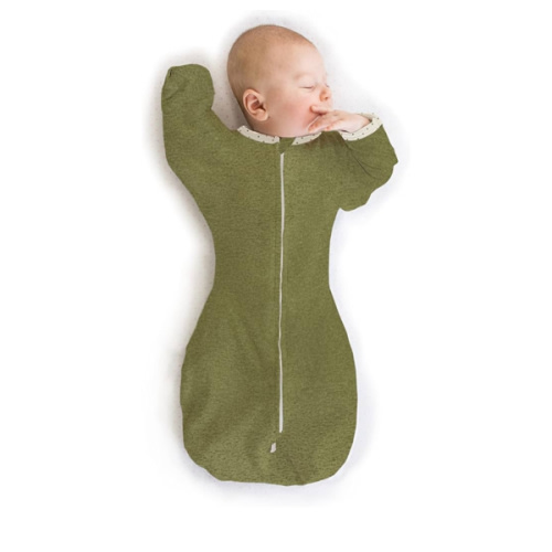 SwaddleDesigns Transitional Swaddle Sack, Arms Up Half-Length Sleeves & Mitten Cuffs, Swaddle for Newborn Transition to Baby Sleep Sack Wearable Blanket, 6-9 Month, 21-24 lb, Heathered Green Turtle