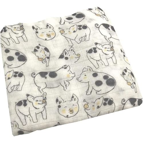 Ultra Soft Muslin Swaddle Blankets Premium Receiving Blanket for Boys & Girls Luxurious Soft and Silky 47" x 47" Pig Blanket (Pig)