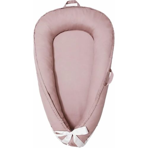 Aila+Aiden Baby Nest, Baby Lounger, Organic Cotton Lounger for Baby, Reversible Breathable Adjustable Portable - Star Collection (Dusty Rose)